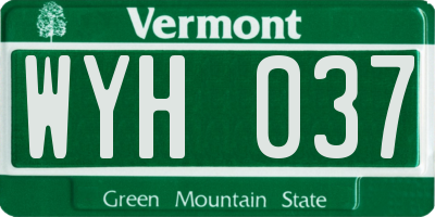 VT license plate WYH037