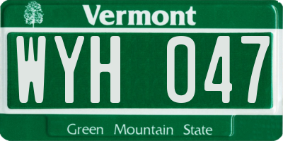 VT license plate WYH047