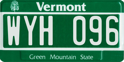 VT license plate WYH096