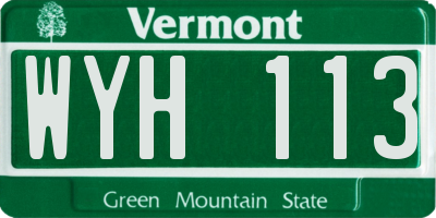 VT license plate WYH113