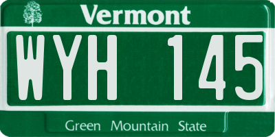VT license plate WYH145