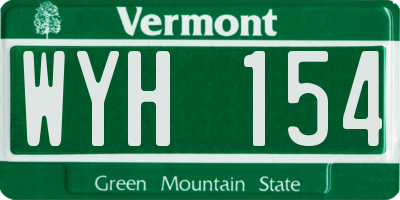 VT license plate WYH154