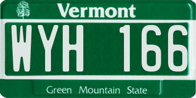 VT license plate WYH166
