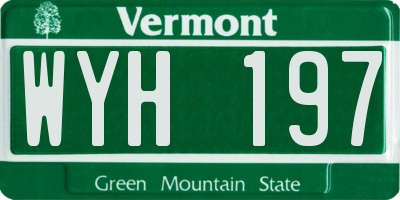 VT license plate WYH197