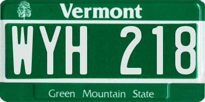 VT license plate WYH218