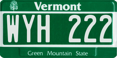 VT license plate WYH222