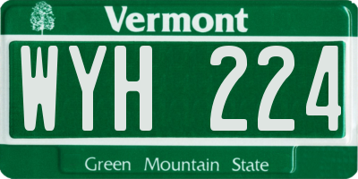 VT license plate WYH224