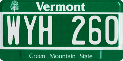 VT license plate WYH260