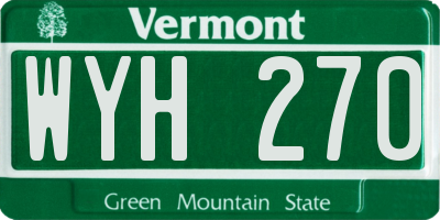 VT license plate WYH270