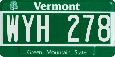VT license plate WYH278