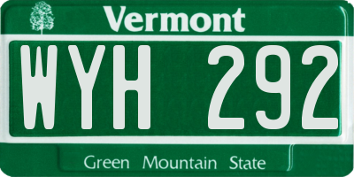 VT license plate WYH292