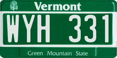 VT license plate WYH331