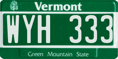 VT license plate WYH333