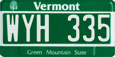 VT license plate WYH335