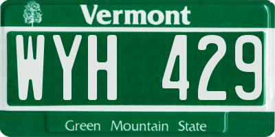 VT license plate WYH429