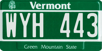 VT license plate WYH443