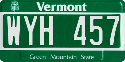 VT license plate WYH457