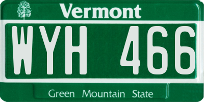 VT license plate WYH466