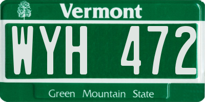 VT license plate WYH472