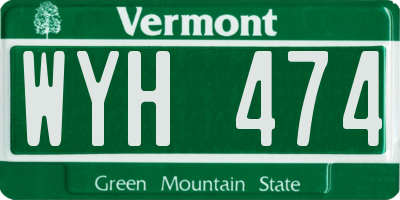 VT license plate WYH474