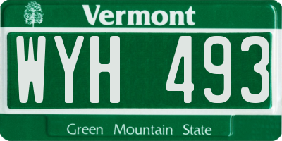 VT license plate WYH493