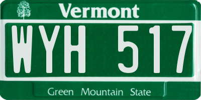 VT license plate WYH517