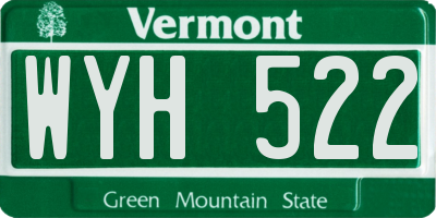 VT license plate WYH522
