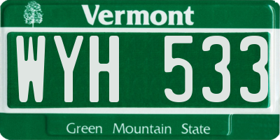 VT license plate WYH533