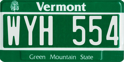 VT license plate WYH554