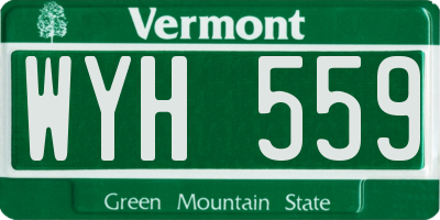 VT license plate WYH559