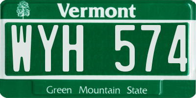 VT license plate WYH574