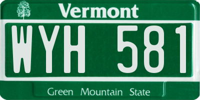 VT license plate WYH581