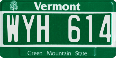 VT license plate WYH614