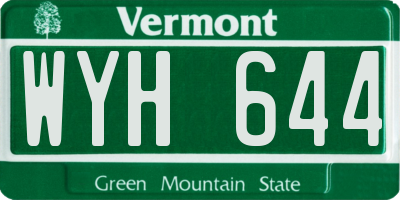 VT license plate WYH644