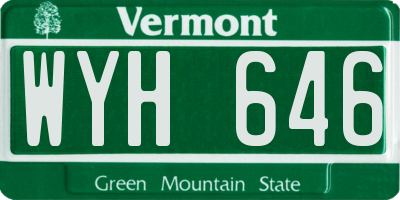 VT license plate WYH646