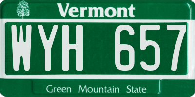 VT license plate WYH657