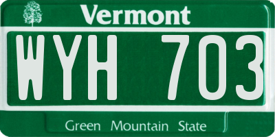 VT license plate WYH703