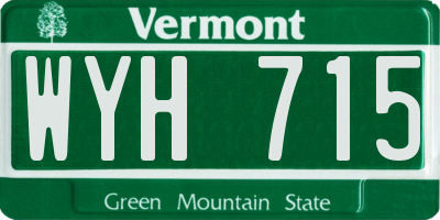 VT license plate WYH715