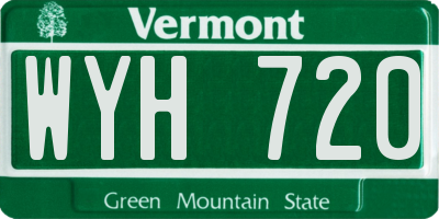 VT license plate WYH720