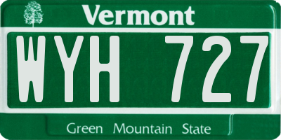 VT license plate WYH727