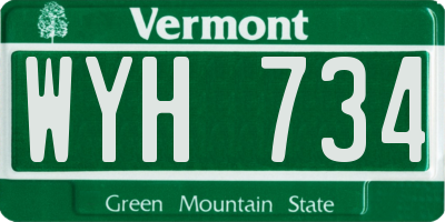 VT license plate WYH734