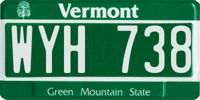 VT license plate WYH738