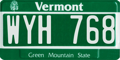 VT license plate WYH768