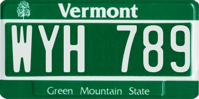 VT license plate WYH789