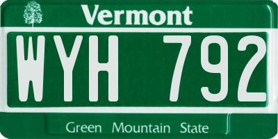 VT license plate WYH792