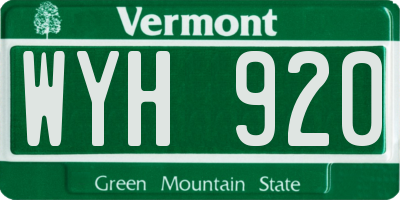 VT license plate WYH920