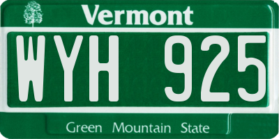 VT license plate WYH925
