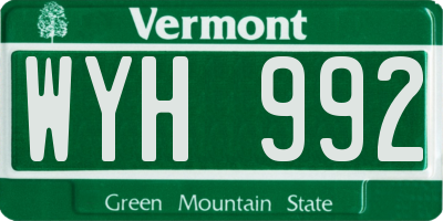 VT license plate WYH992