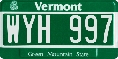VT license plate WYH997