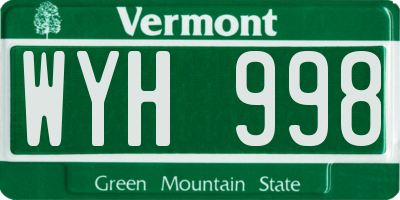 VT license plate WYH998